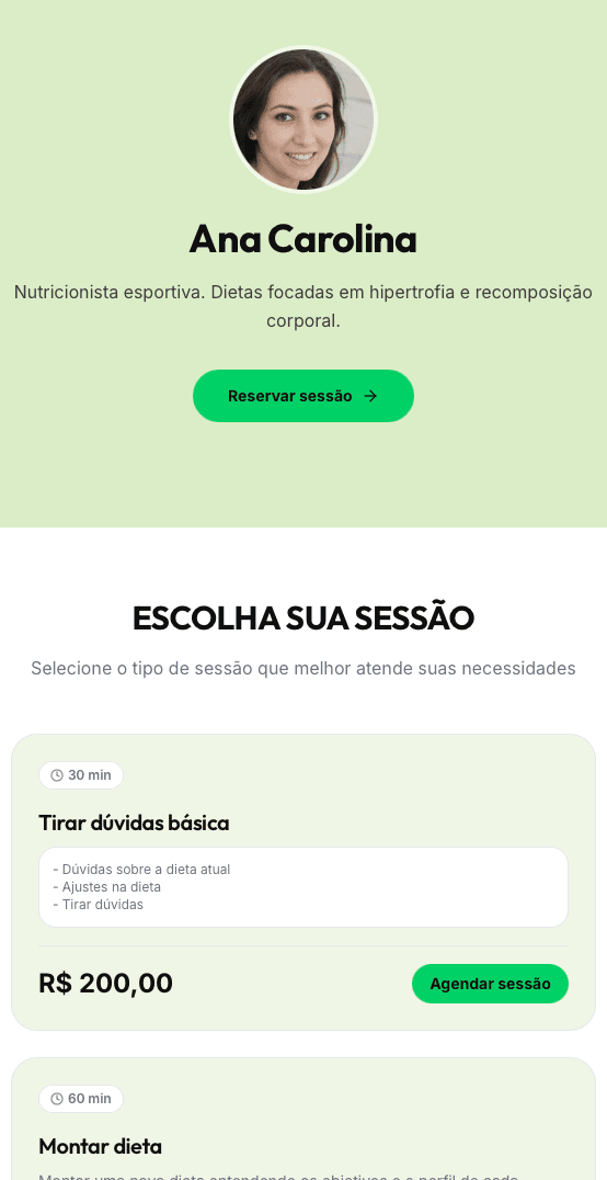 Página de agendamento